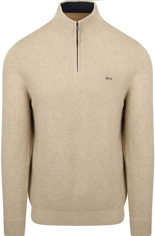 McGregor Half Zip Pullover Merinowolle Struktur Sand - Größe S - Männer - Pullover