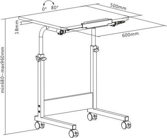Laptop-Tisch mobiler Schreibtisch - Rednerpult - höhenverstellbar 68 - 96 cm