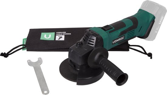 VONROC Accu-Winkelschleifer - VPower 20V - Ø115MM - Inkl. Seitengriff & Tasche - Ohne Akku & Ladegerät