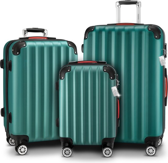 MONZANA Kofferset - Koffer M L XL 3-teiliges Hartschalen-Handgepäck - Grün