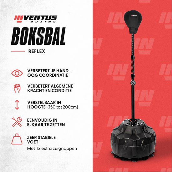 Inventus Extreme Reflex Boxing Pole V2 - Cobra Boxing Ball - Boxing Machine - Boxen und Training - Stehend / Erwachsene - Verstellbar von 150 bis 200 cm