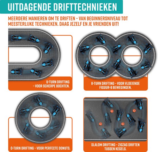 NAPI Controllable RC Car - Drift Car mit 2 Batterien, LED & Zubehör - 15 km/h - Outdoor-Spielzeug - Rennautos für Jungen & Erwachsene - Outdoor-Spielzeug - Spielzeugauto Radiographic - Drift King