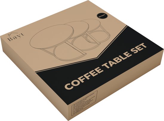 Bayt Couchtisch - Couchtisch-Set - Runder Salontisch - Set 3 Stück - Beistelltisch - Couchtisch - Holz - Braun