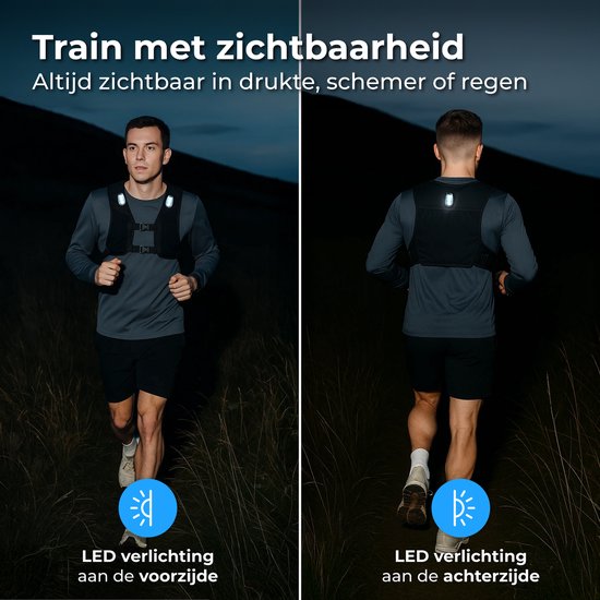 Nuvance Laufweste - 3x LED - Laufweste mit Beleuchtung - Laufweste - Laufweste inkl. Trinkflasche und Handytasche - Universal