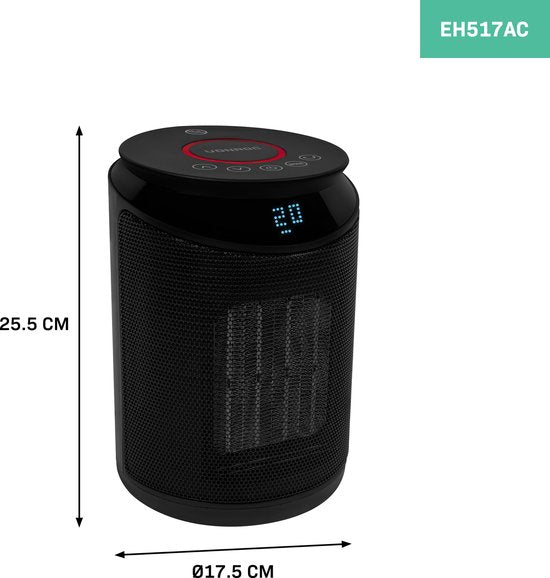 VONROC Elektroheizgerät - Heizlüfter - 1000W/2000W - Keramik - 3 Einstellungen - Schwenkfunktion - LED-Anzeige - Thermostat und Timer - 20m2