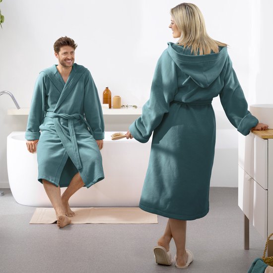 Moodit Bademantel Reese, Artic Blue - XXL - Unisex - Baumwolle/Polyester