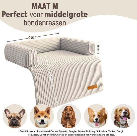 By Cee Cee Original Hundedeckenbank - Hundedeckenbank - Hundekorb - Premium - komplett mit Reißverschluss - Rippengewebe - Beige - 90x90 - Größe M