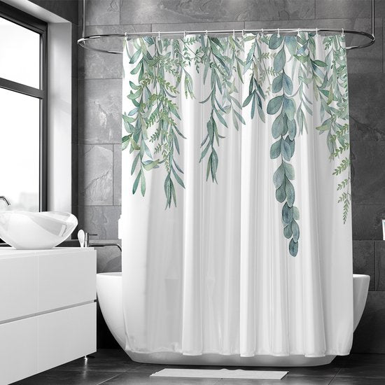 Loti Living Duschvorhang Anti-Schimmel - Hängende Pflanze - Inklusive Ringe - Wasserdicht - Polyester - Duschvorhang 180x200 cm