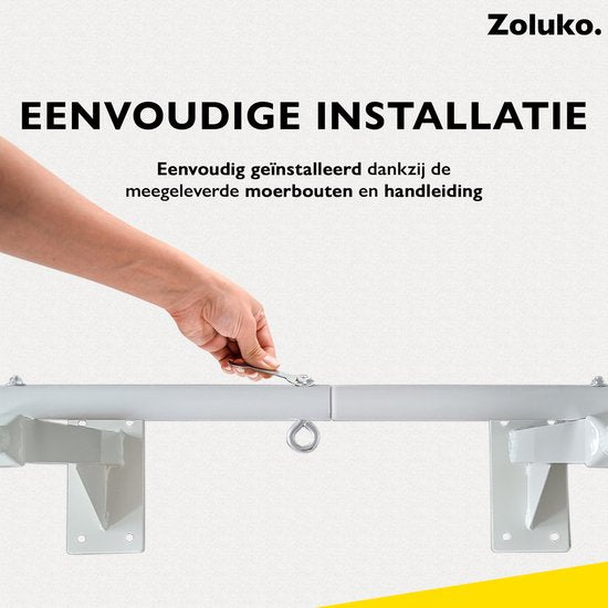 Zoluko Professional Klimmzugstange Wandhalterung - Inkl. E-Book - 150kg Tragkraft - Einfache Montage - Klimmzugstange Fitness - Klimmzugstation für den Heimsport - Klimmzugstange - Weiß