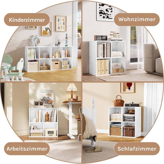 Bücherregal Bücherregal - 70 x 70 x 34 cm - 4 Fächer - weiß - multifunktional