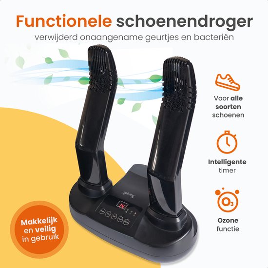 Goliving Schuhtrockner Ozone - 40 x 32 cm - Schuherfrischer - Schuhtrockner - Trocknungsfunktion - Elektrisch - Schwarz