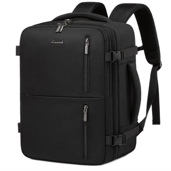 SLC-Collection – Schwarz – Rucksack – 25 Liter - Transavia - Handgepäck - 40 x 30 x 20 cm - 14-Zoll-Laptop - USB-Anschluss - Laptoptasche - Damen - Herren - Reisetasche – Koffer - 10XS