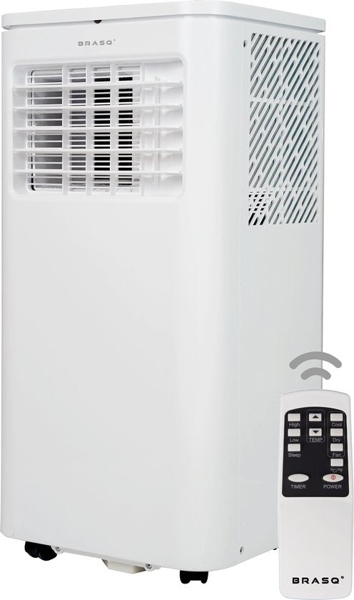 BRASQ 3-in-1 Mobiles Klimagerät – 9000 BTU – Inkl. Fensterdichtungsset & Fernbedienung – Für Räume bis 16 m² – Weiß