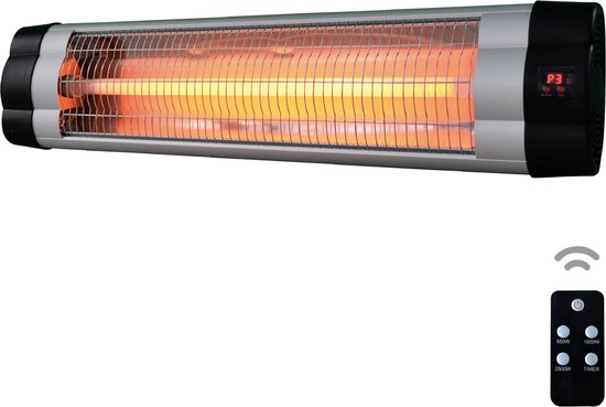 BRASQ - Elektrischer Terrassenheizer Pendant PHW200 - Infrarotheizung 2500W - mit Fernbedienung und Timer - 3 Heizstufen - spritzwassergeschützt - Schwarz
