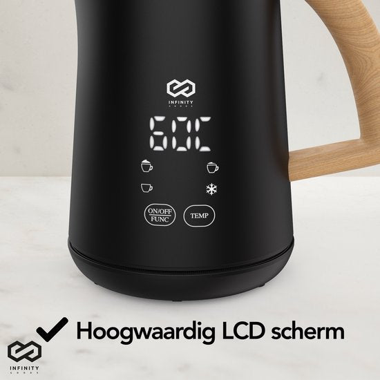 Infinity Goods Milchaufschäumer - Elektrisch - 4 Funktionen - 500ML - Milchaufschäumer - Heizung - Antihaftbeschichtung - Schwarz