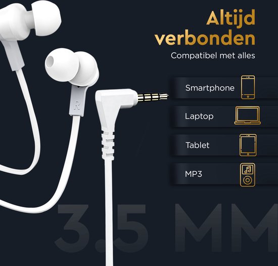 Golden Sound Wired earbuds - Silikonspitzen - 3,5-mm-Klinkenbuchse - Ohrhörer mit Kabel und Mikrofon