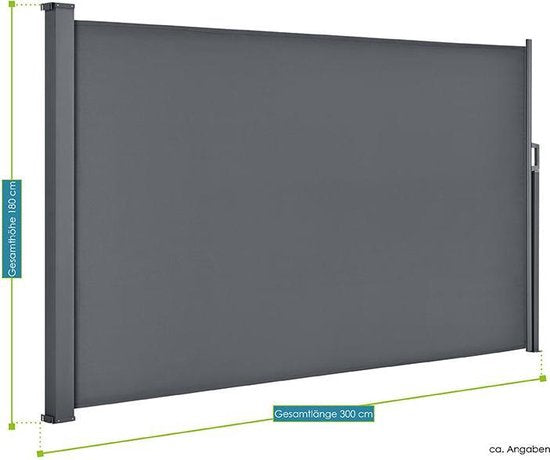 Juskys Windbreak versenkbar Dubai - 300 x 180 cm - Dunkelgrau
