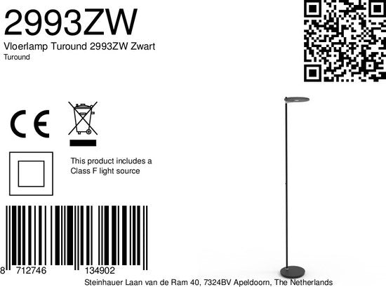 Steinhauer Stehleuchte Turound - schwarz - Metall - 27 cm - eingebautes LED-Modul - 2993ZW