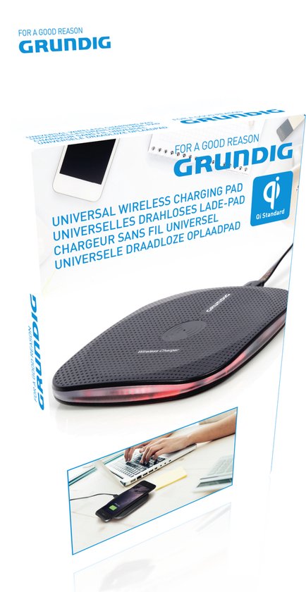 Grundig Wireless Charger - Qi-Ladegerät - 5-10MM Ladedistanz - Anti-Rutsch - kompakte Größe - Schwarz