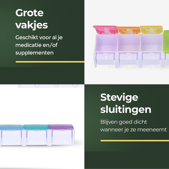 Gandria Pillenbox 7 Tage - Pillenbox - Pillenbox mit 7 Fächern - Medizinbox mit stabilem Verschluss - Große Fächer - Verschiedene Farben