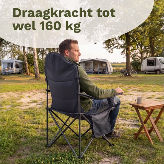 TRVLMORE Campingstühle XXL - klappbar - 2er-Pack - 160KG Tragkraft - Inkl. Tragetasche - Klappstuhl - Angelstuhl - Campingstuhl - Klappstuhl - Grau