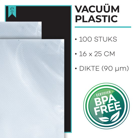 Vakuumbeutel Lebensmittel - 16x25 cm - 100 Stück - Vakuumierbeutel - Sous Vide Beutel - Vakuumbeutel Mit Mikrostruktur - Vakuum Aufbewahrungsbeutel - BPA Frei