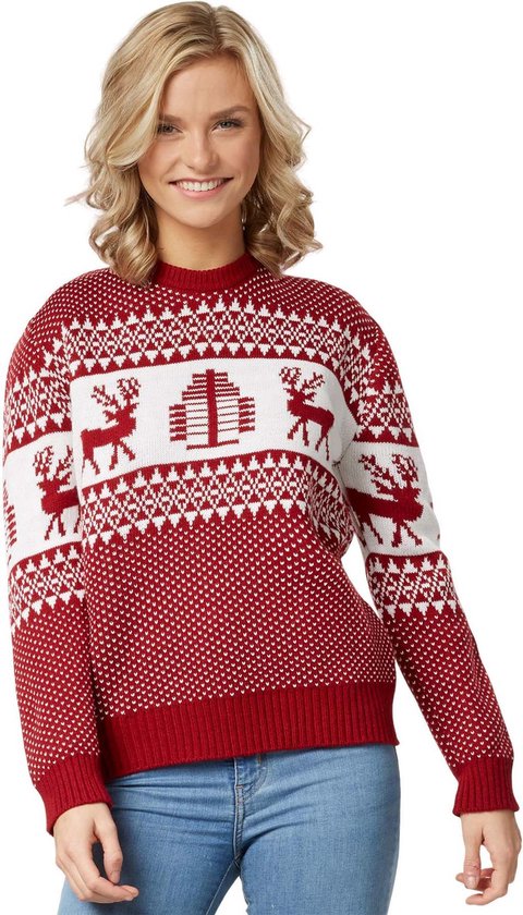 Dressforfun Weihnachtspulli Winter Wonderland Rot und Weiß – Damen – Größe S