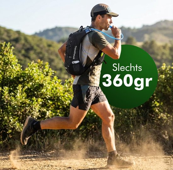Travelhawk Trinkrucksack - Laufrucksack - Geeignet für 2L Wassersack - Wasserabweisend, leicht, reflektierend - 12L - Schwarz