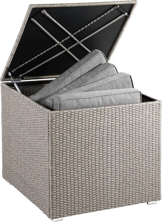 Casaria Polyrattan-Kissen-Box - 318 L mit Deckel - 75x75x70cm Beige