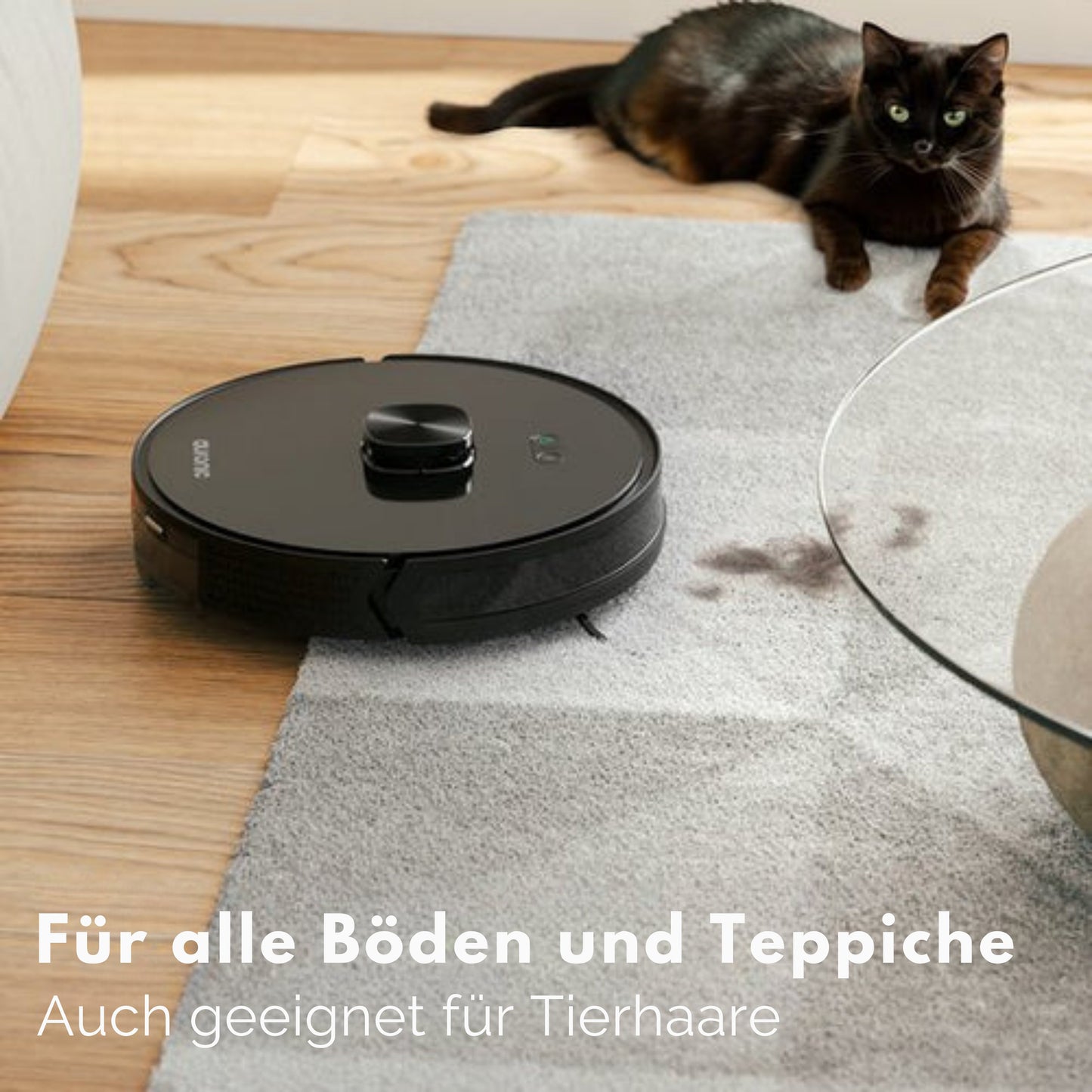Auronic Staubsaugerroboter - Mit Wischfunktion - WiFi und App - Ladestation - Haustiere - Wischroboter - Lasernavigation - Schwarz