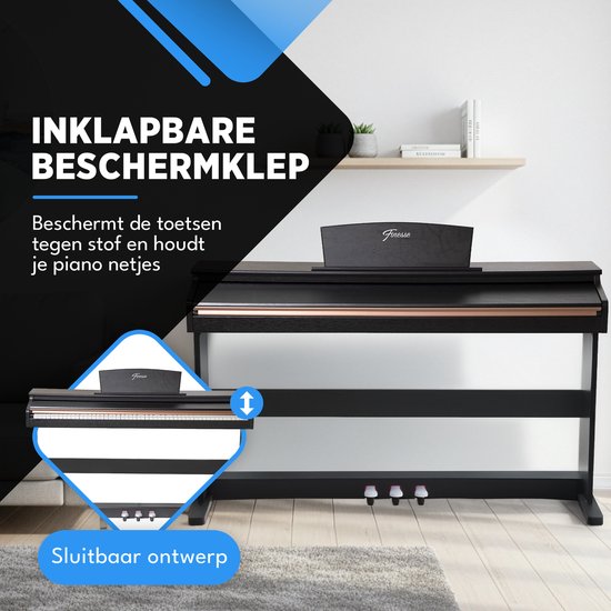 Finesse Digital Piano - 88 gewichtete Tasten - mit Rahmen, Pedalen & Hocker - Keyboard Piano - Electric Piano - Erwachsene & Kinder