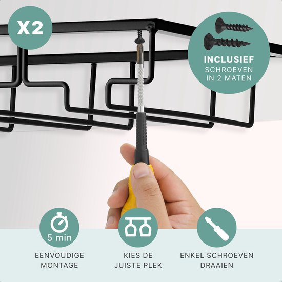 S.old Weinglashalter Hängendes Gestell 2 Stück für 24 Gläser - Weinglasgestell hängend - Weinglashalter - Glasgestell - Mattschwarzes Metall