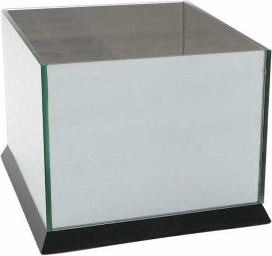 Liva Living Magic Cube - Stimmungslichthalter - 3 Kerzen - 20 x 9 x 15 cm - Mit getöntem Spiegelglas - Unendlichem Reflexionseffekt - Für Innen und Außen - Schwarzes Glas