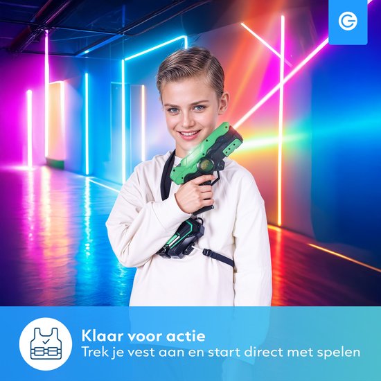 Silvergear Lasergame-Set für Kinder mit 2 Laserpistolen und 2 Westen – Interaktive Spielzeugpistole mit 15 m Reichweite – Schießspiel – Laser-Tag-Battle-Spielzeug für draußen – Geschenk für Jungen und Mädchen – 6, 7, 8, 9, 10, 11, 12, 13, 14, 15, 16 Jahre
