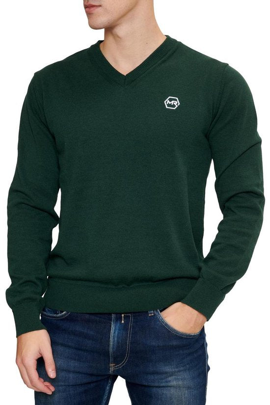 Mario Russo Pullover - Dunkelgrün - Größe L - Italienischer Schnitt - 85% Baumwolle Pullover