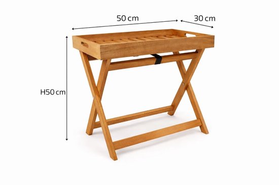 Ceruzo Beistelltisch Malibu - klappbar - Tablett - 50 cm - Paulownia Holz