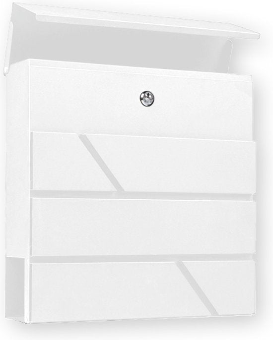 BRASQ Briefkasten Hanging White Deluxe - Wandbriefkasten mit Schloss und Zeitungsfach - Inkl. Befestigungsmaterial & 2 Schlüssel - Postkasten - Briefkasten - Edelstahl