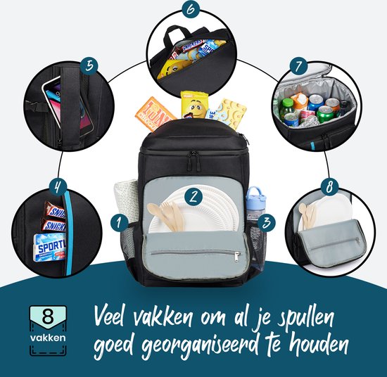 Cool Backpack Large 30 Liter - Cool Backpack - XXL Cool Backpack für Männer & Frauen - Cool Backpack - Schwarz - Sunflake