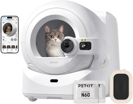 PETKIT Purobot Ultra selbstreinigende Katzentoilette, selbstreinigende Katzentoilette mit 1080P HD-Kamera, intelligente Reinigung, 70 Liter Fassungsvermögen, AI-Gesundheitsüberwachung, ultra-leise und sicher