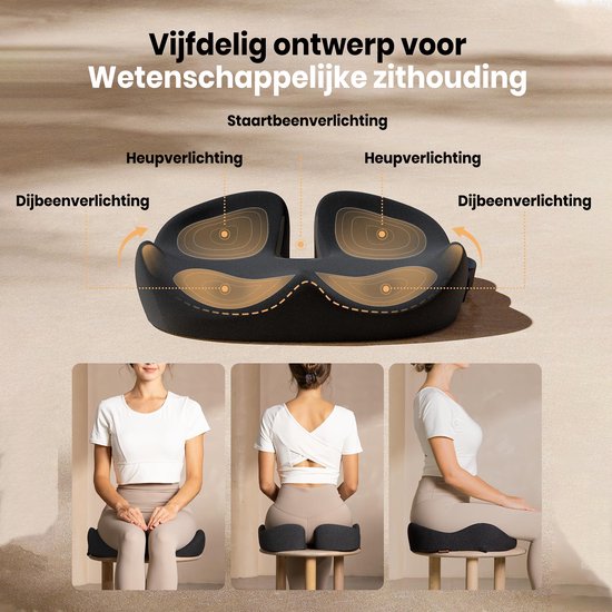 ProtoArc® SC Butterfly Sitzkissen - Ergonomisches Orthopädisches Sitzkissen - Stuhlkissen & Sprungkissen - Memory Foam Keilkissen - Für Bürostuhl, Auto & Zuhause - Atmungsaktiv & Rutschfest