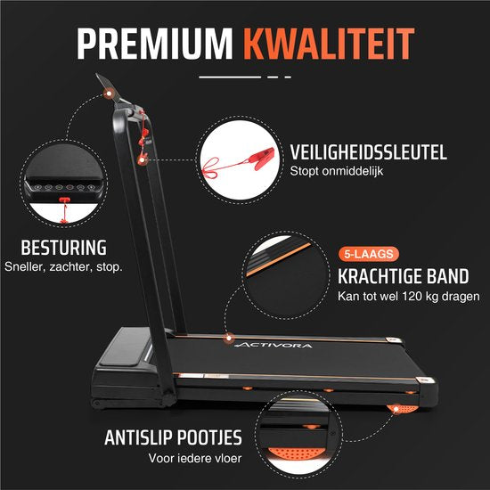 Laufband mit automatischer Steigung (8 %) – Automatische Steigung – Inklusive Anti-Rutsch-Matte und App – LED-Display – 1 bis 12 km/h – Zusammenklappbar – Walking-Pad – 8 % automatische Steigungsfunktion – Laufbänder für zu Hause – Walking-Band – Heimtrai