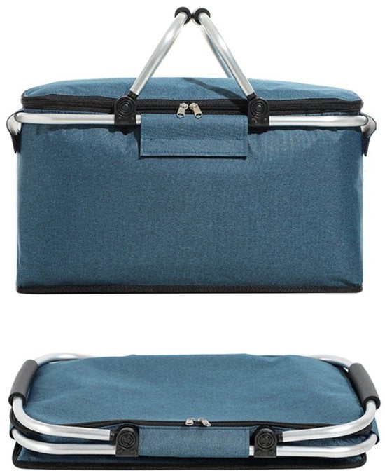Ceruzo Cooling Basket Blau - Picknickkorb-Aluminium-Oxford-Stoff-Faltbar