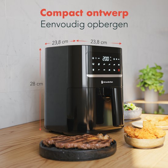 KitchenBrothers Airfryer - 3.3L - 1400W - Heißluftfritteuse - 50ºC bis 200ºC - Kompakt - 10 Kochprogramme - Schwarz
