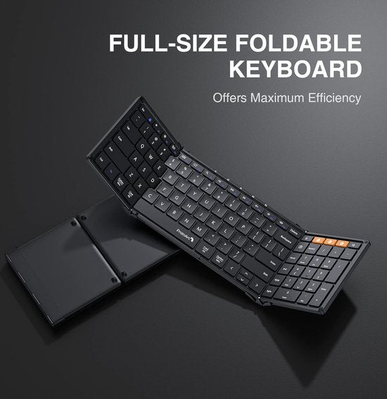 ProtoArc Foldable Keyboard - Full-Size Wireless Keyboard - Reisetastatur Portable - Bluetooth Tastaturen - Laptop IOS Android Windows Tablet iPad Smartphone PC Computer - Schwarz