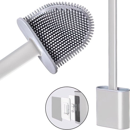 Roegaarden WC-Bürste mit Halter - Toilettenbürste - Silikon - Freistehend und hängend - Weiß