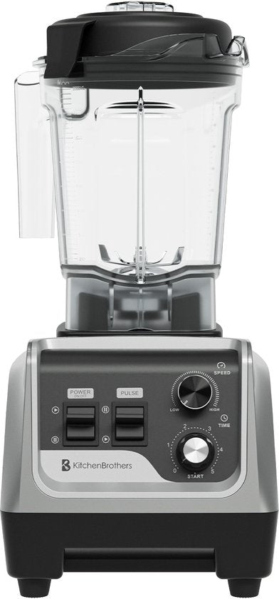 KitchenBrothers Power Blender - 1600W - 2L - Smoothie Maker - Eiszerkleinerer - Metallic Grau