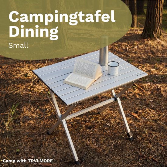 TRVLMORE Campingtisch - 80x58x71 cm - Leichtgewicht mit Aluminiumrahmen - Klapptisch verstellbar - Campingtisch - Klapptisch - Silber