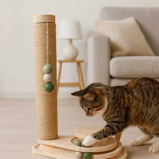 Von Cee Cee Kratzbaum - Kratzbaum für Katzen - Katzenkratzbaum - Katzenspielzeug aus Holz - Ideal für mehrere Katzen - 38x24.5x47.5cm - Noa