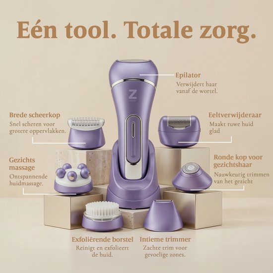 Ladyshave für Frauen - 7 in 1 Rasierer - Epilierer - Gesichtsmassagegerät - Hornhautentferner - Wasserdicht - Bikinizone - Zeri