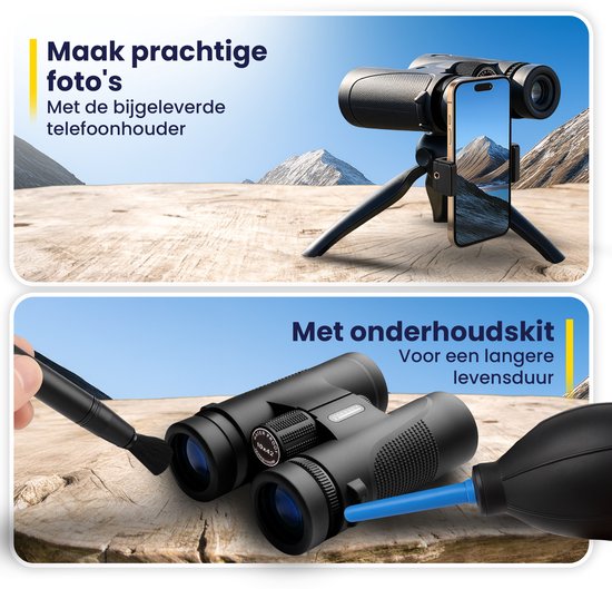 ODESSEY Premium Fernglas - mit Stativ, Etui, Wartungskit und Handyhalterung - 10x42 - FMC - BAK-4 - für Erwachsene und Kinder